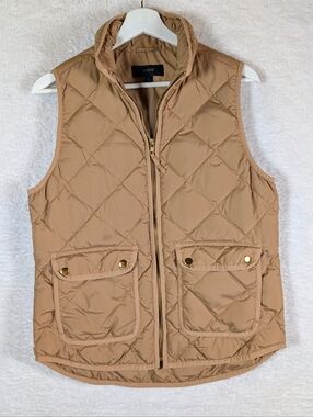 J. Crew Quilted Puffer Vest in Camel Tan